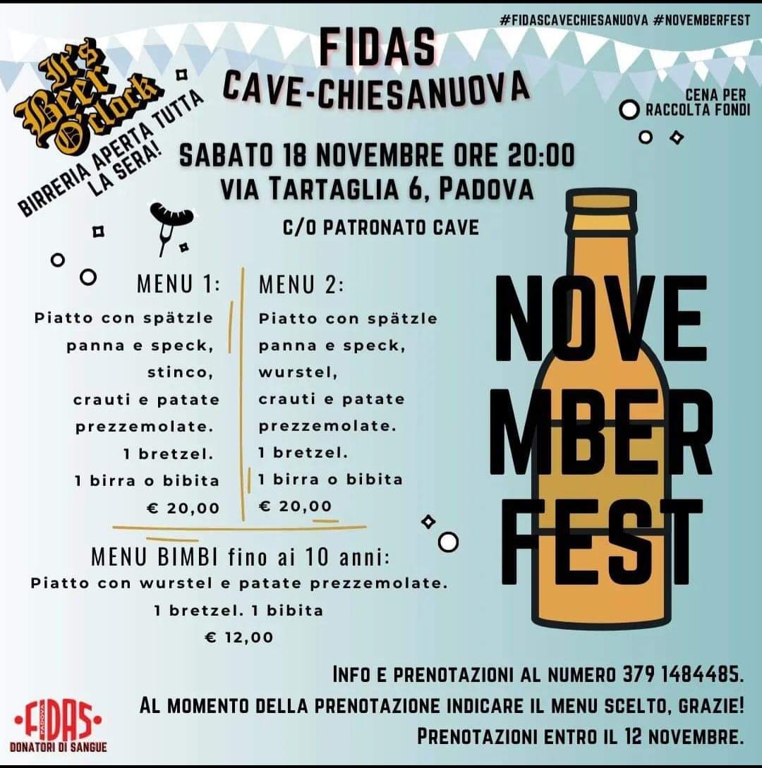 Clicca per accedere all'articolo Sez.Cave-Chiesanuova organizza November Fest